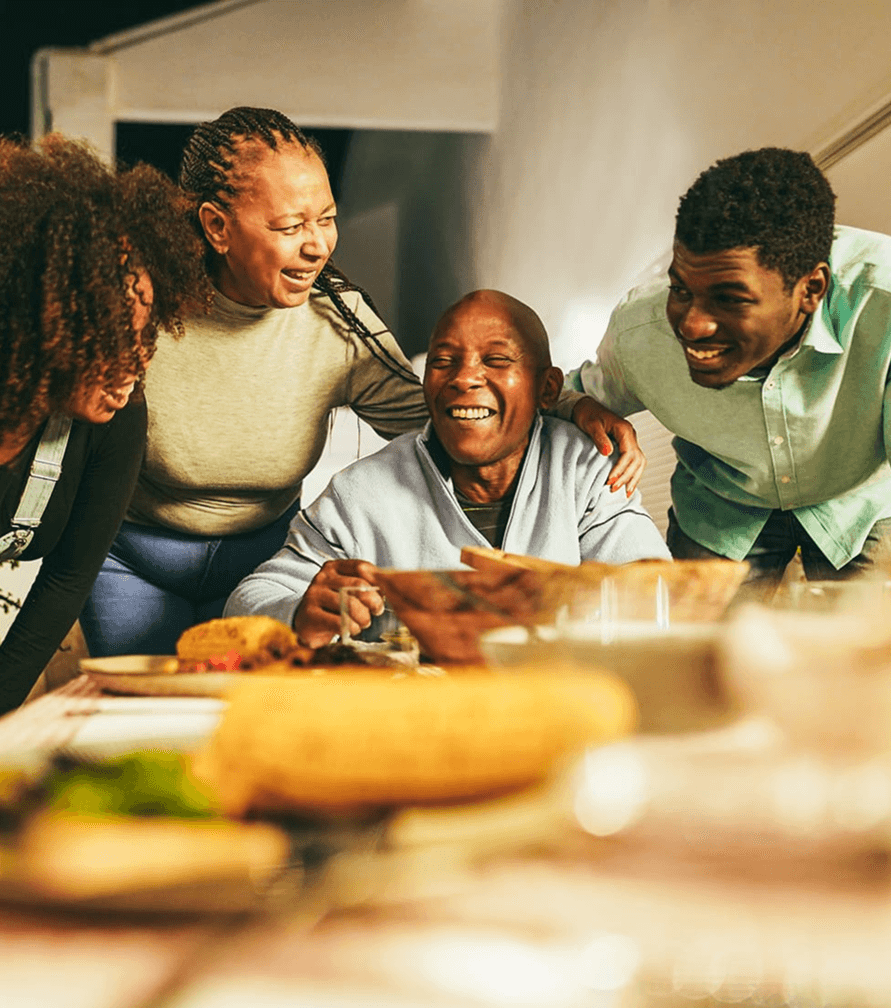 Family enjoying West African food