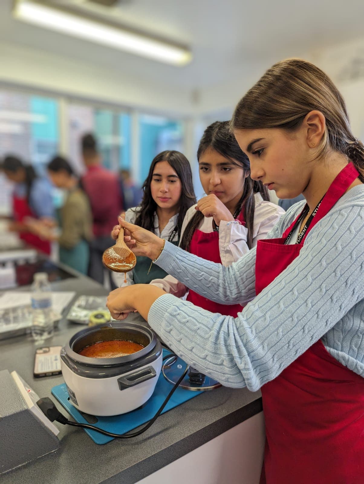 Students learning to cook